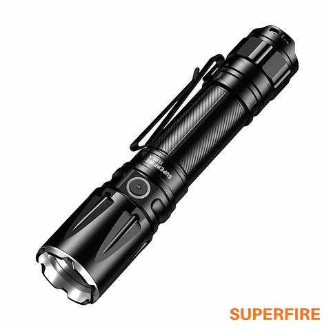 Lanterna Táctica 20W 1800lm IP67 Flashlight SUPERFIRE