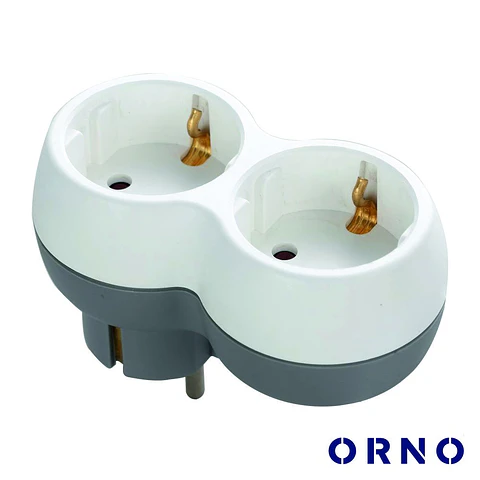 Ficha Elétrica Adaptadora 2x Schuko Branco ORNO