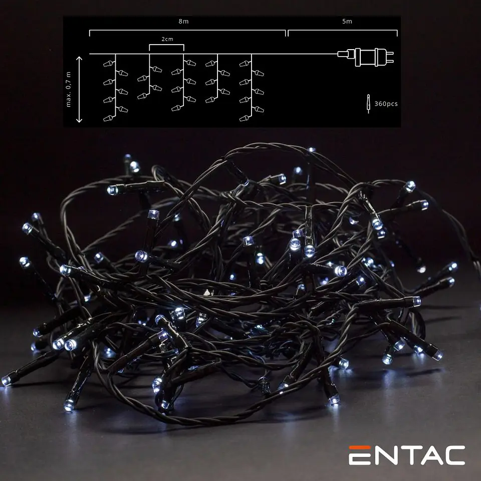 Grinalda 360 LEDs 6400K Cortina 8mt 1