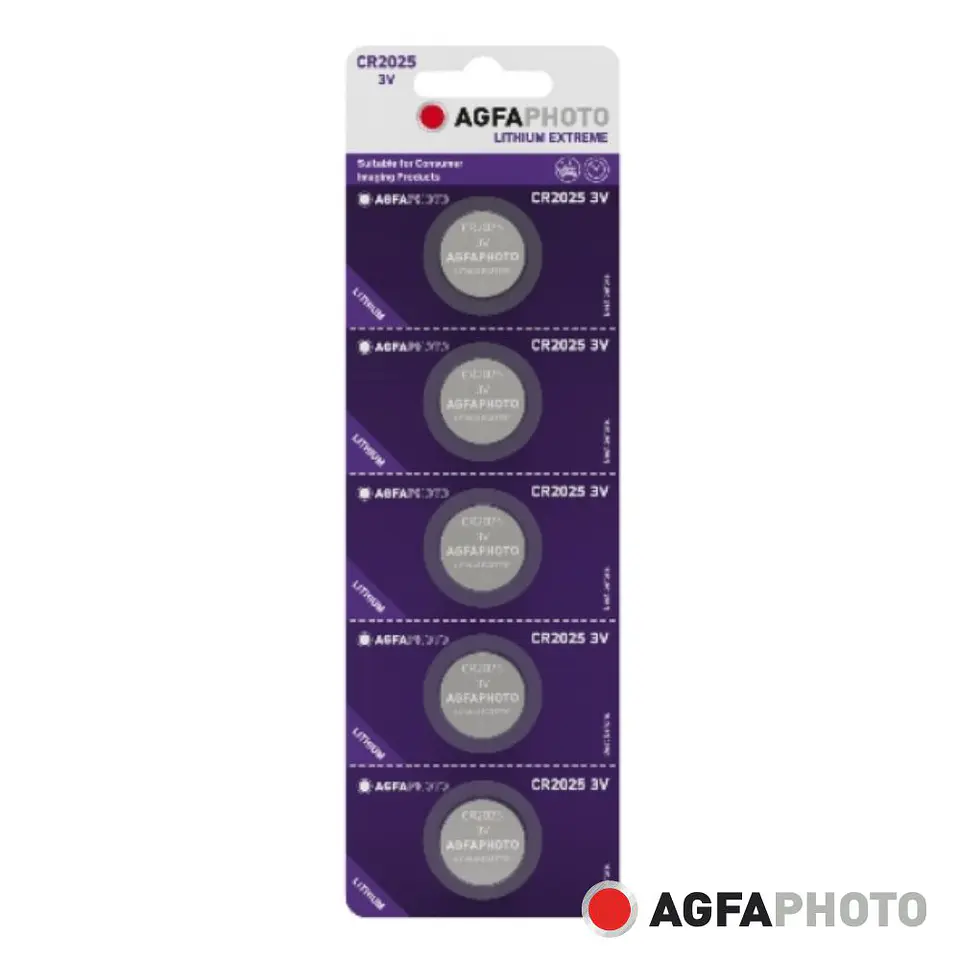 Pilha Lithium Botão CR2025 3V 5x Blister AGFAPHOTO 1