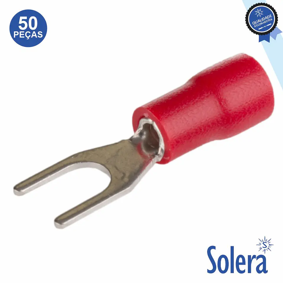 Terminal Forquilha Isolado Vermelho 50x SOLERA 1