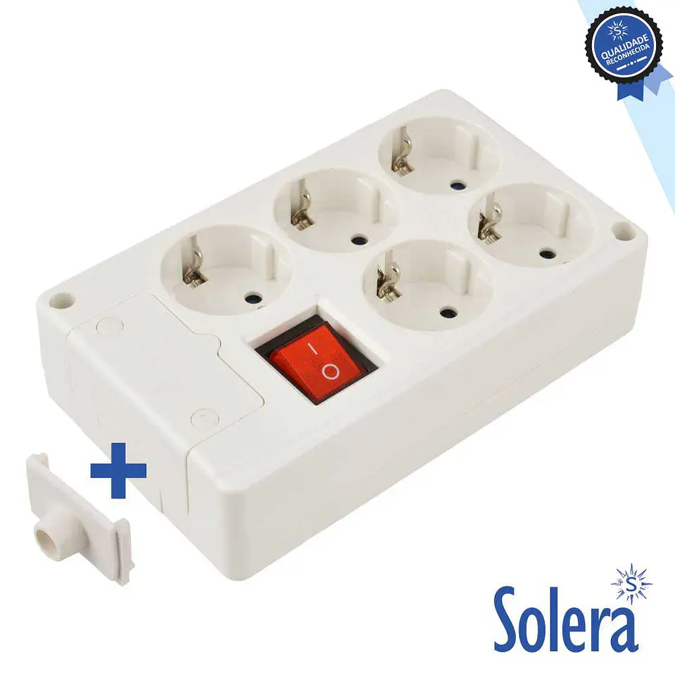 TOMADA ELÉTRICA C/ 5 SAÍDAS SCHUKO INTERRUPTOR SOLERA 1