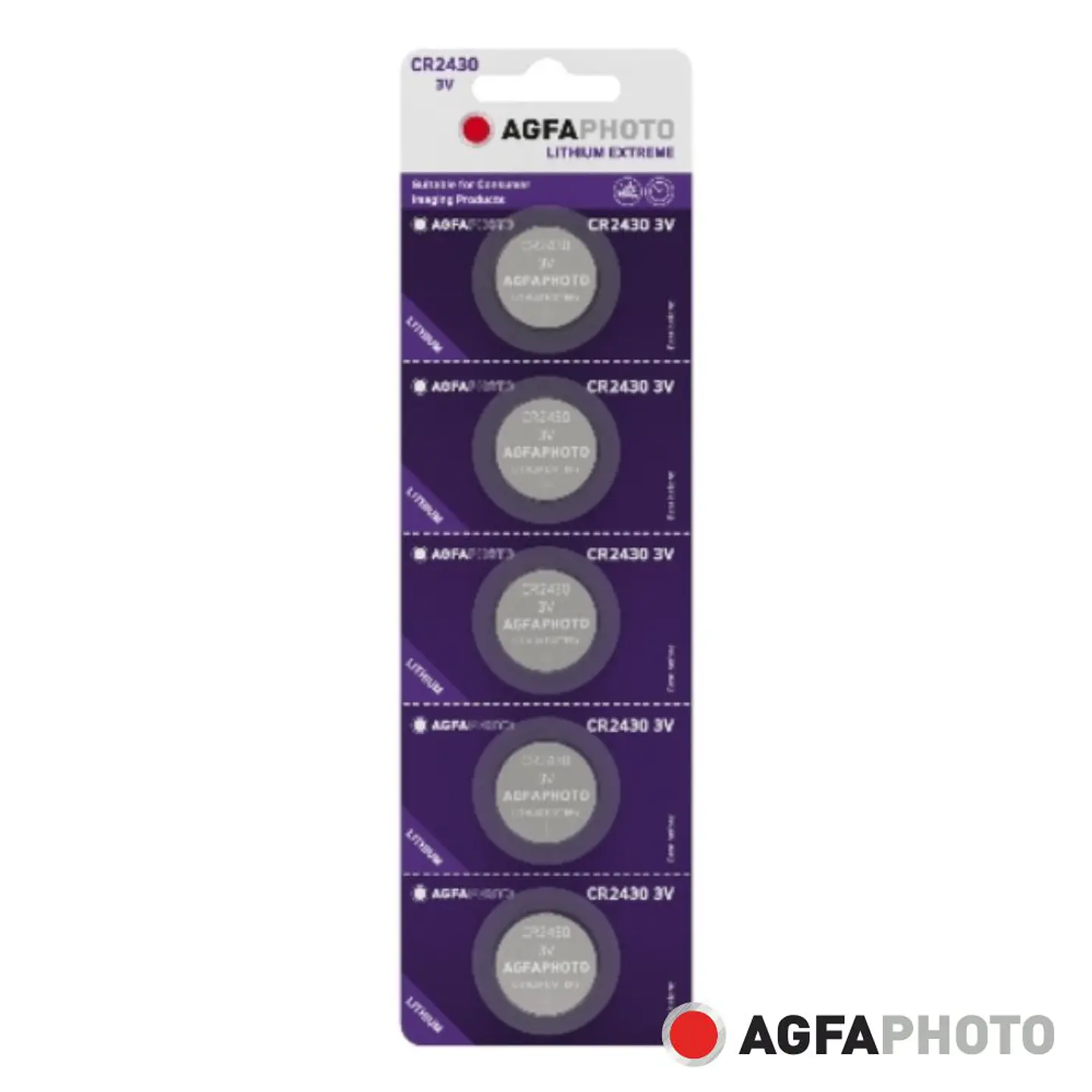 Pilha Lithium Botão CR2430 3V 5x Blister AGFAPHOTO 1
