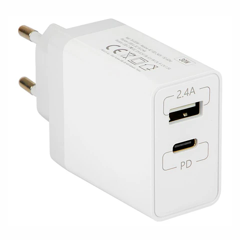 Alimentador Compacto USB / USB-C 5V 3A Branco PD