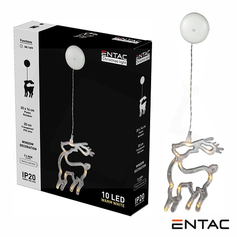 Rena Decorativo c/ ventosa 10 LED 3000K a pilhas ENTAC