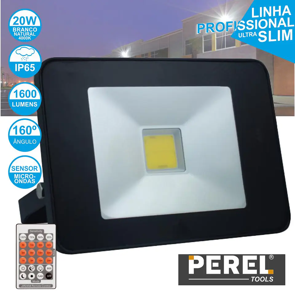 FOCO LED 20W 230V C/ SENSOR BRANCO NATURAL 1600LM PEREL 1