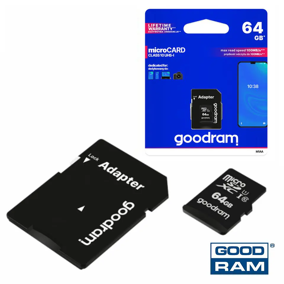 Cartão Memória Micro SD 64Gb UHS-I Adaptador GOODRAM 1