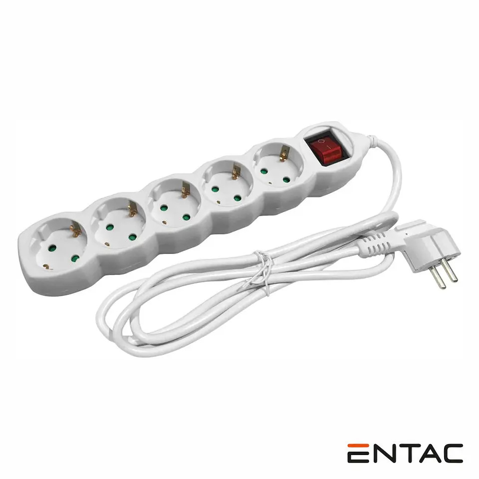 Tomada Elétrica C/ 5 Saídas Interruptor 1.5m ENTAC 1