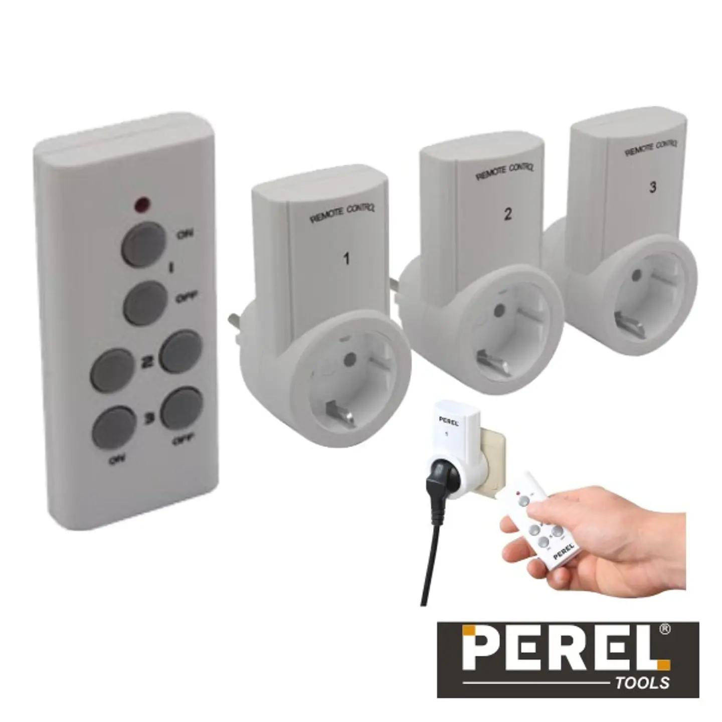 CONJUNTO DE 3 TOMADAS ELÉTRICAS C/ COMANDO S/FIOS PEREL 1