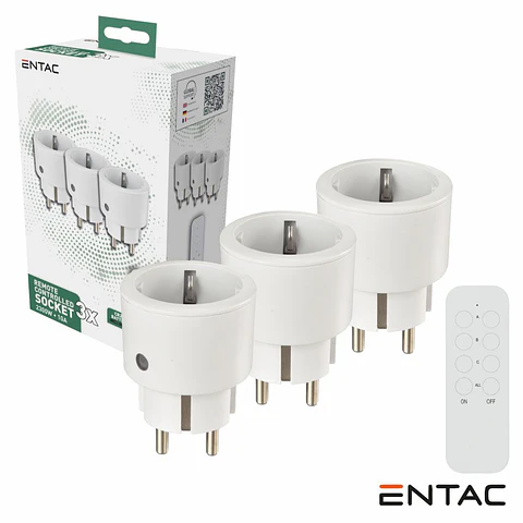 Conjunto 3 Tomadas Elétricas C/ Comando S/ Fios ENTAC