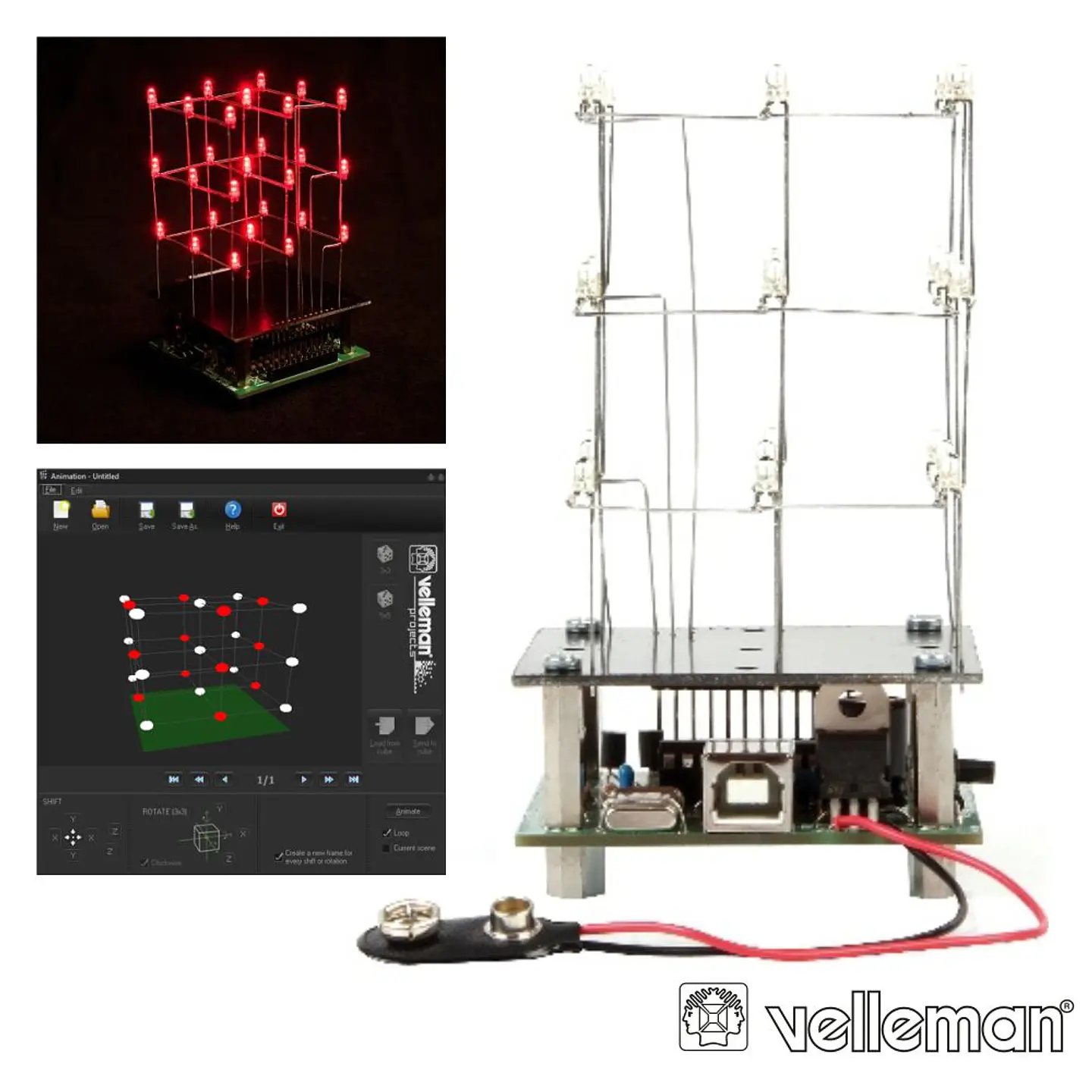 CUBO LED 3D C/ 27 LEDS ATÉ 234 ANIMAÇÕES VELLEMAN 1