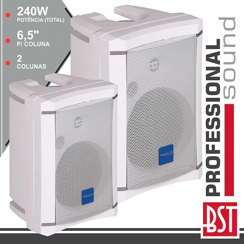 CONJUNTO 2 COLUNAS 2 VIAS 6.5" 240W BRANCAS ABS BST