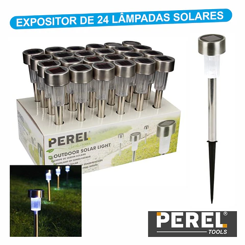 EXPOSITOR 24 CANDEEIROS EXTERIOR SOLAR 1 LED JARDIM