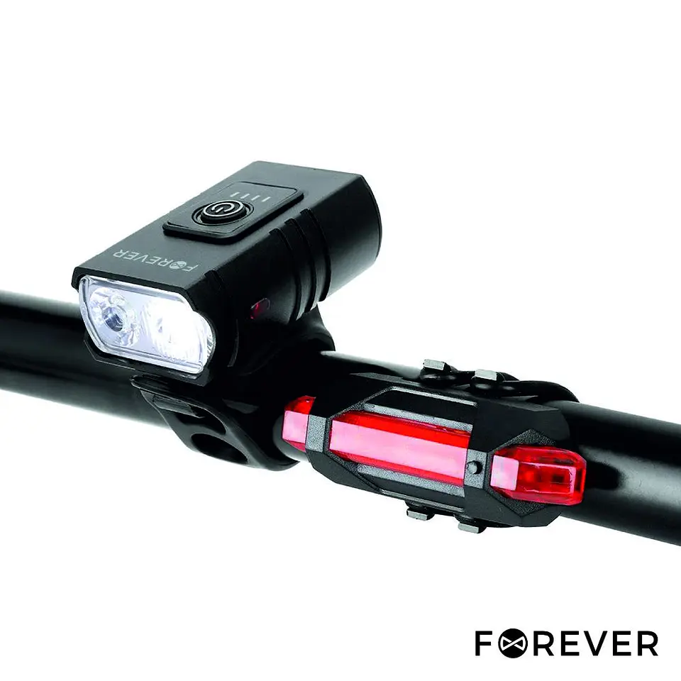 Conjunto Luz LED Dianteira/Traseira P/ Bicicleta FOREVER 1