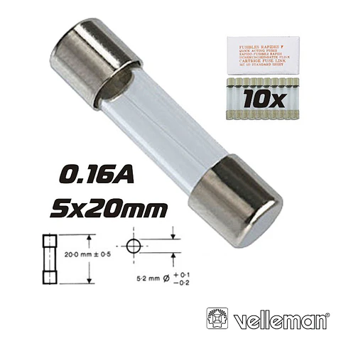 FUSÍVEL 5X20 FUSÃO LENTA 0.6A (10X) VELLEMAN