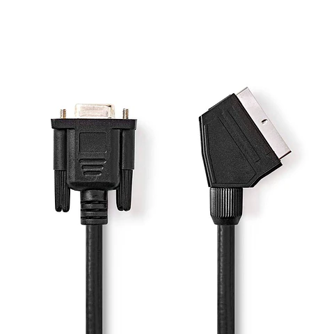 Cabo SCART Macho / VGA Fêmea 2m Preto