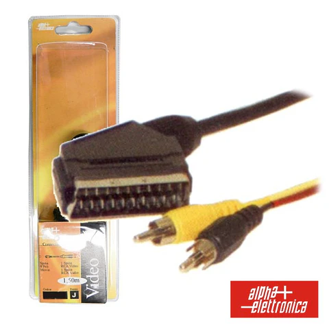 CABO SCART MACHO VÍDEO / RCA MACHO 1.5M BLISTER