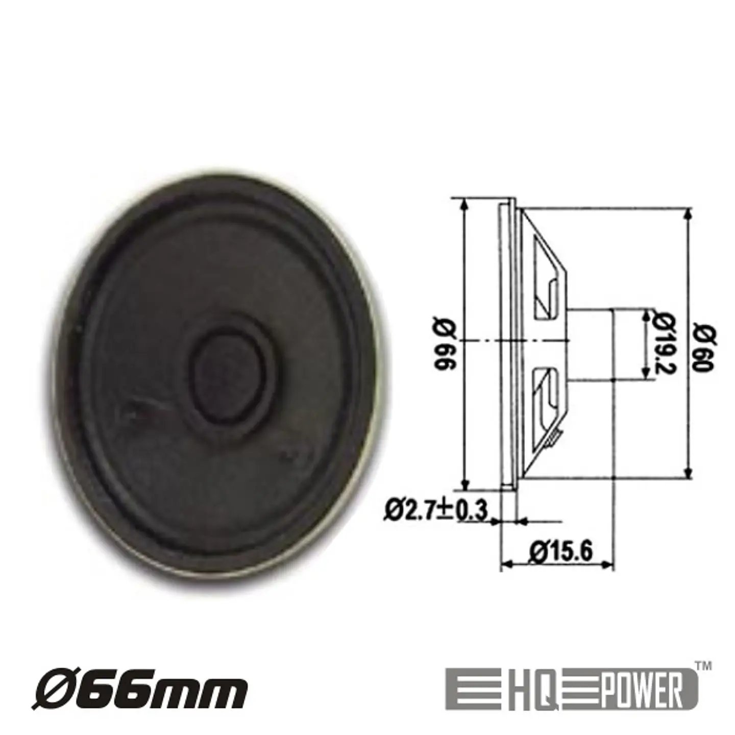 ALTIFALANTE MINIATURA 2W 8 OHM 66MM HQ POWER 1