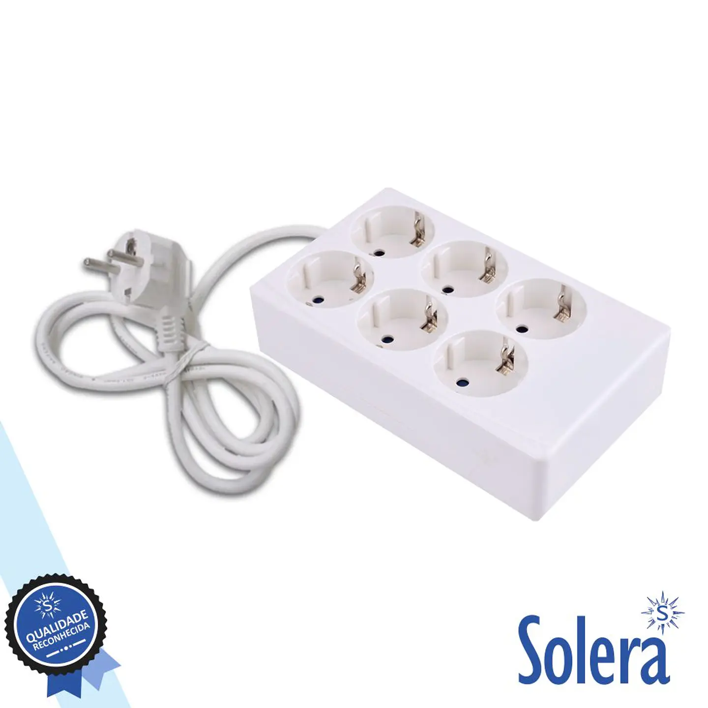 Tomada Elétrica C/ 6 Saídas Quadrada 1.5m Branco SOLERA 1