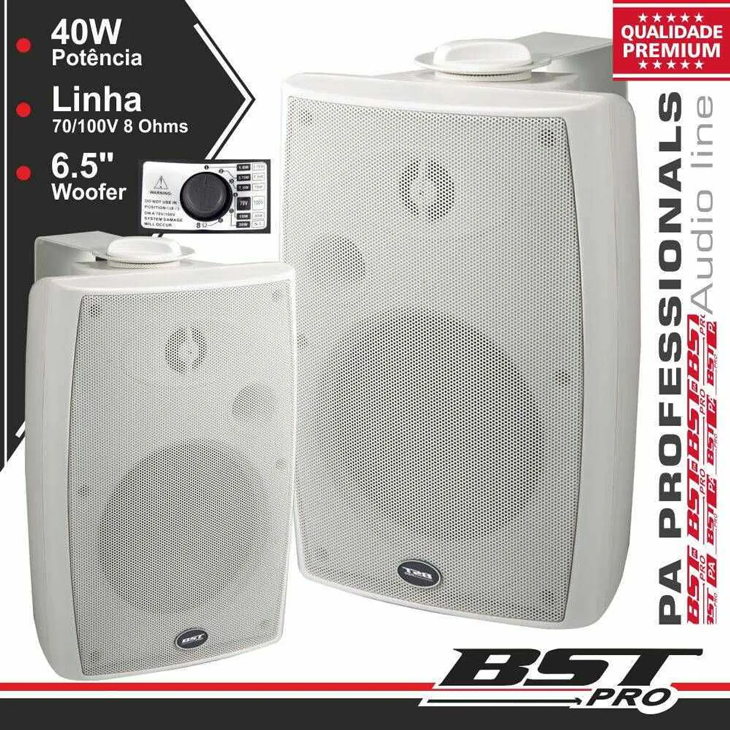 CONJUNTO 2 COLUNAS 8 OHM 100V 40W 6.5