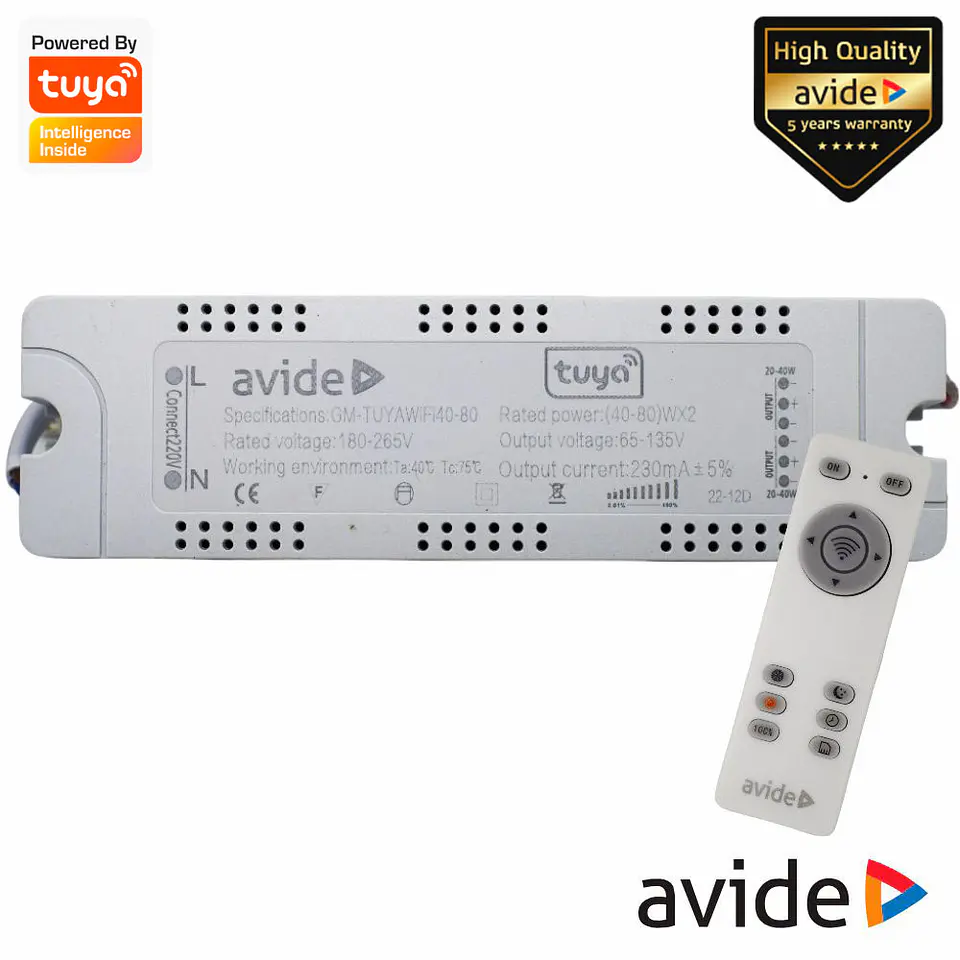Controlador P/ Iluminação C/ Comando 2.4G 40-80W Tuya AVIDE 1