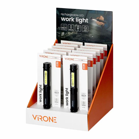 Expositor 12x Lanternas Trabalho LED COB 5+3W 300lm VIRONE