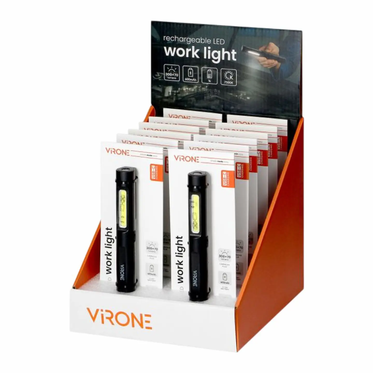 Expositor 12x Lanternas Trabalho LED COB 5+3W 300lm VIRONE 1