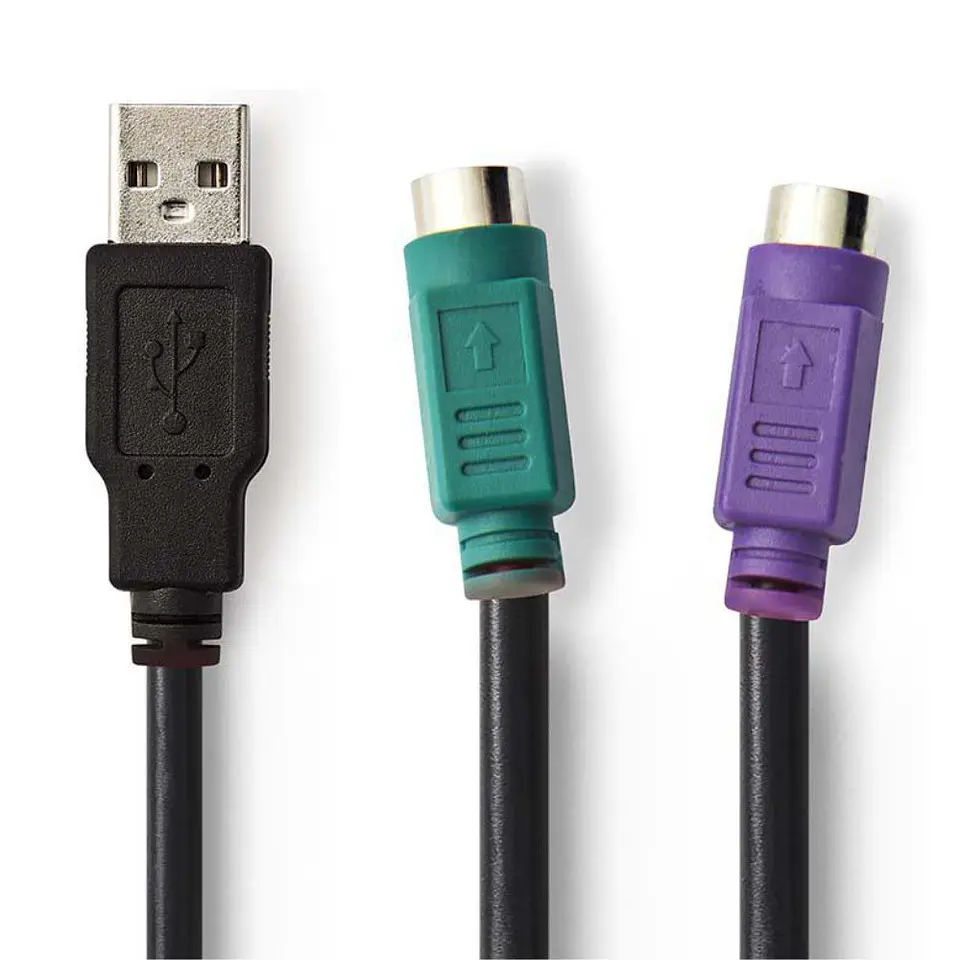 Cabo Adaptador USB-A Macho / 2x DIN 8P Fêmea 0.3m Preto 1