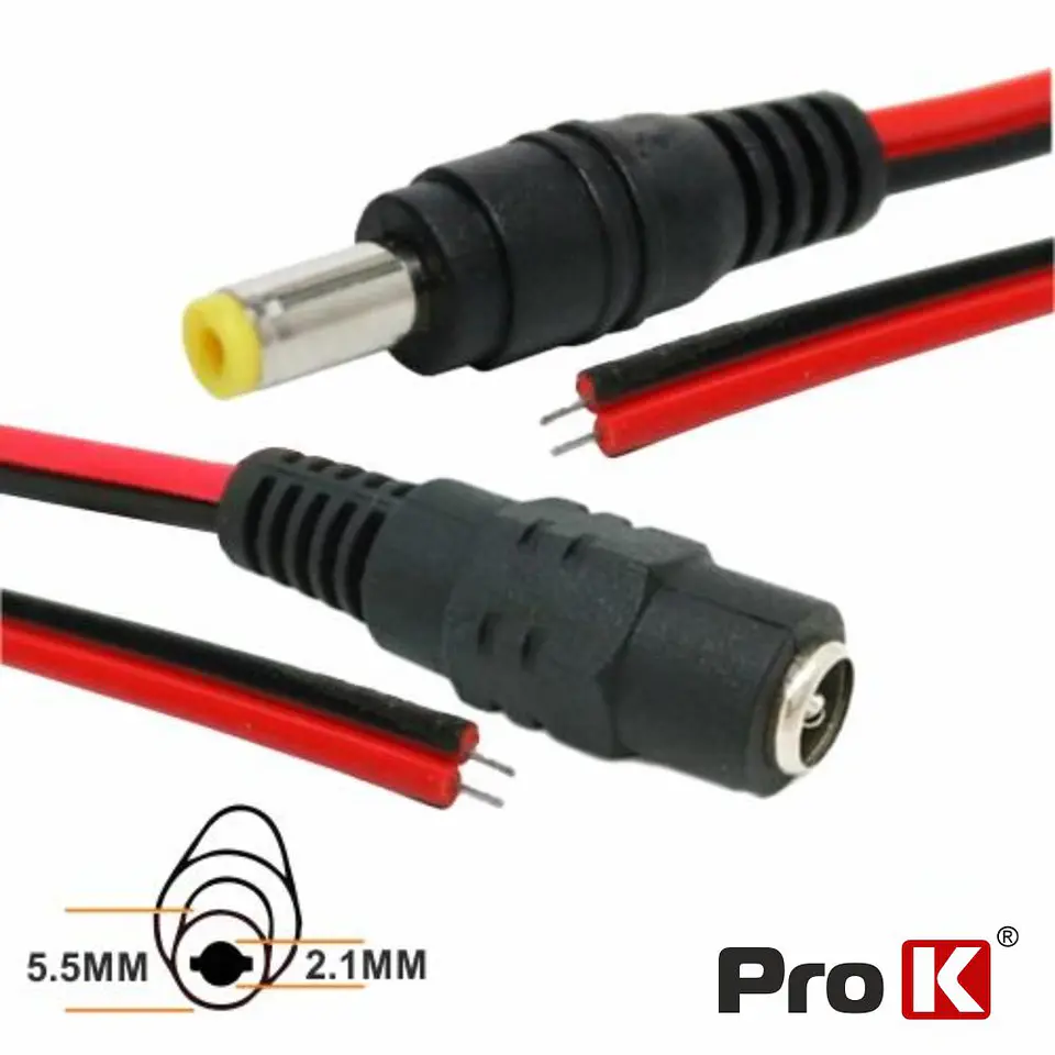 CABO ALIMENTAÇÃO DC 1 MACHO / 1 FÊMEA 20CM PROK 1