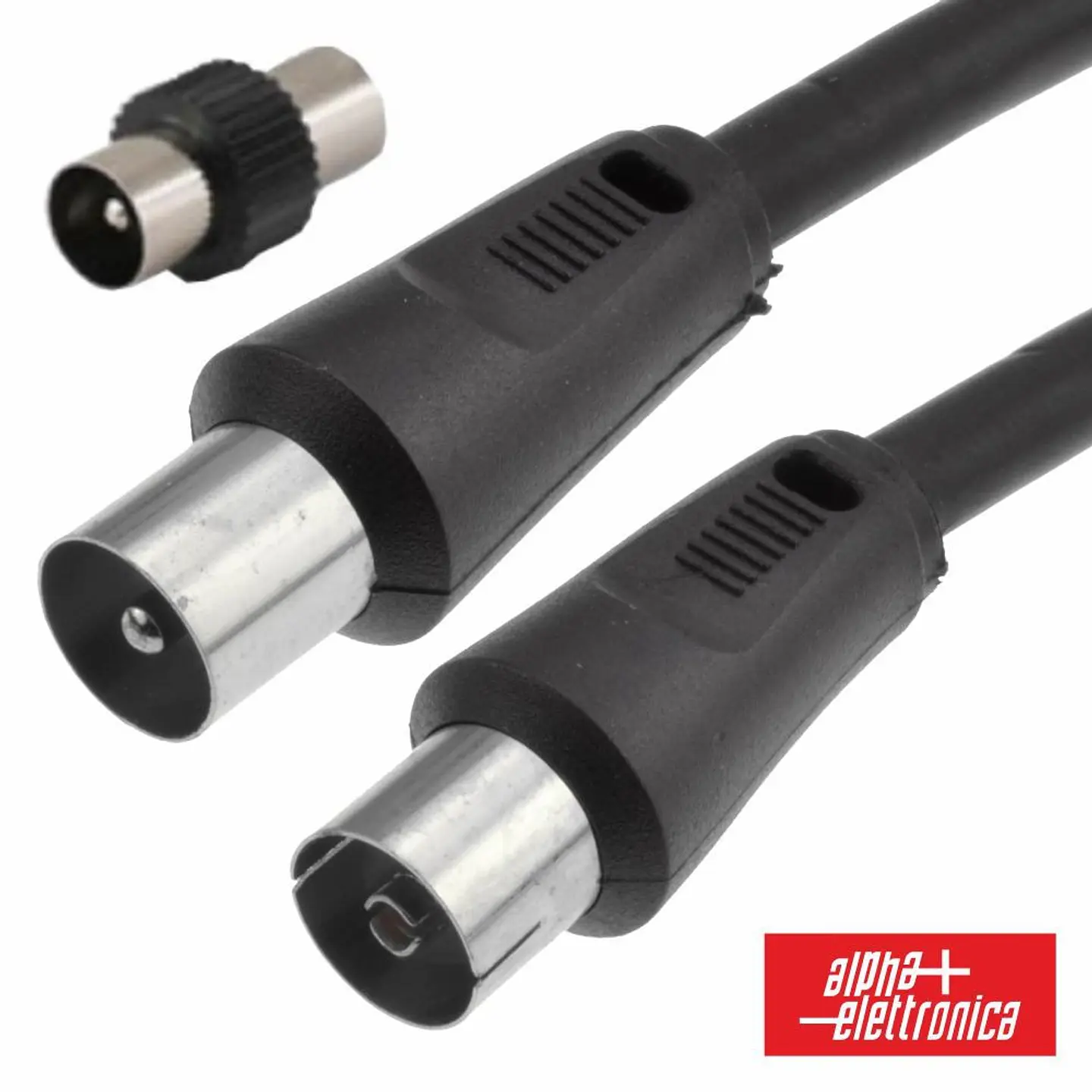 Cabo Coaxial Macho/Fêmea + Adaptador Preto 2m ALPHA 1