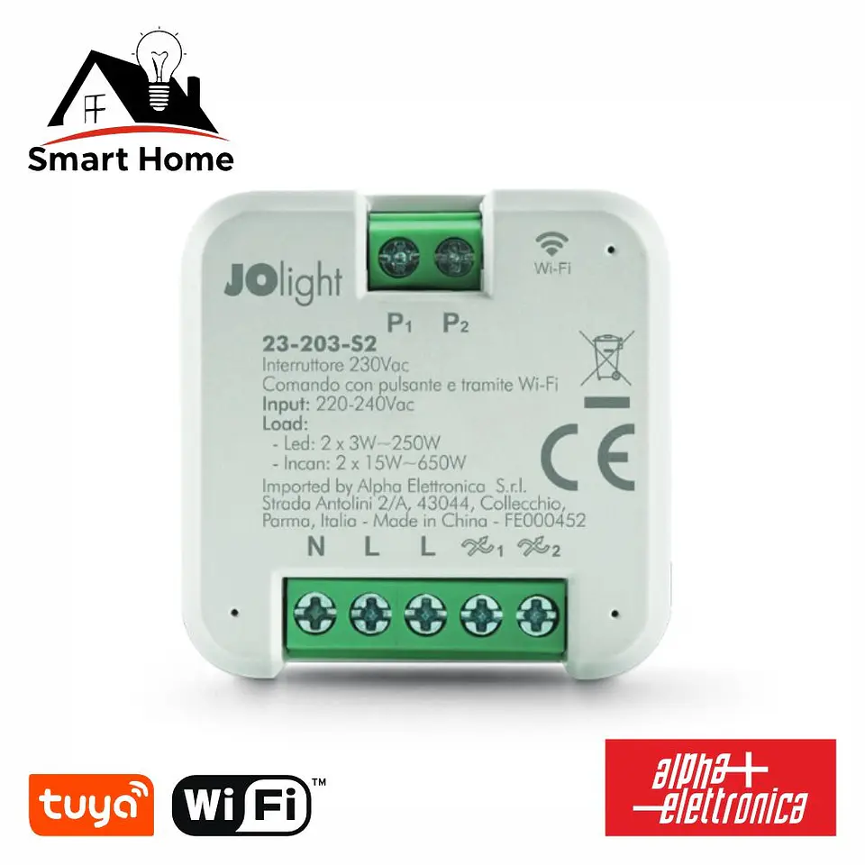 Módulo Automação Interruptor WiFi 2 Canais Tuya ALPHA 1