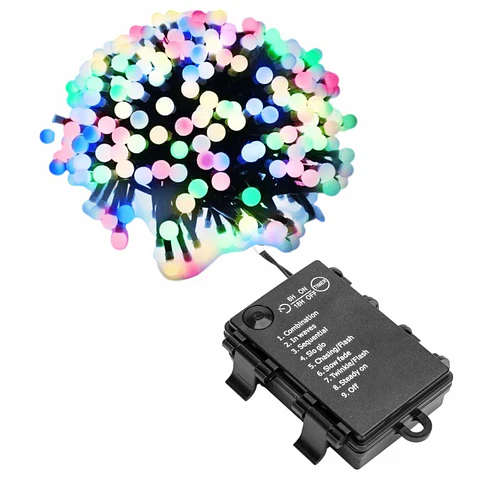 Luzes de Natal 100 LED RGBY 3xAA 10m IP44
