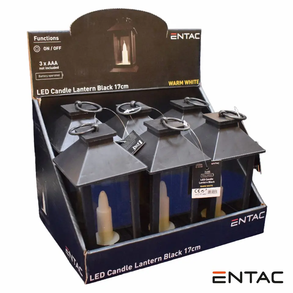 Expositor C/ 6 Candeeiros Decorativos LED 17cm Preto 1