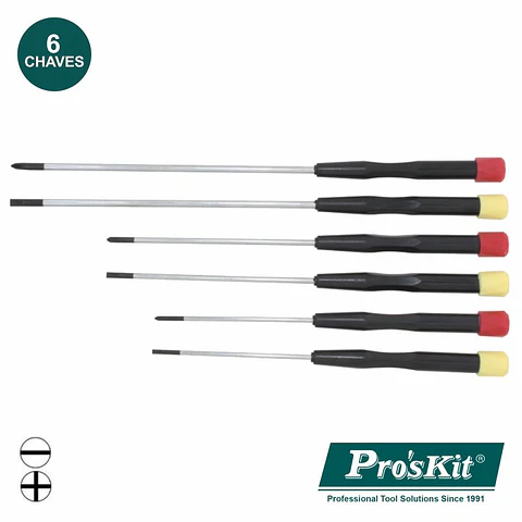 CONJUNTO DE 6 CHAVES PRECISÃO FENDAS E PHILIPS PROSKIT