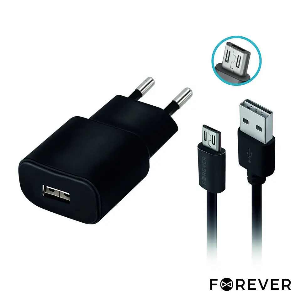 ALIMENTADOR COMUTADO + CABO MICRO USB TIPO 2A FOREVER 1
