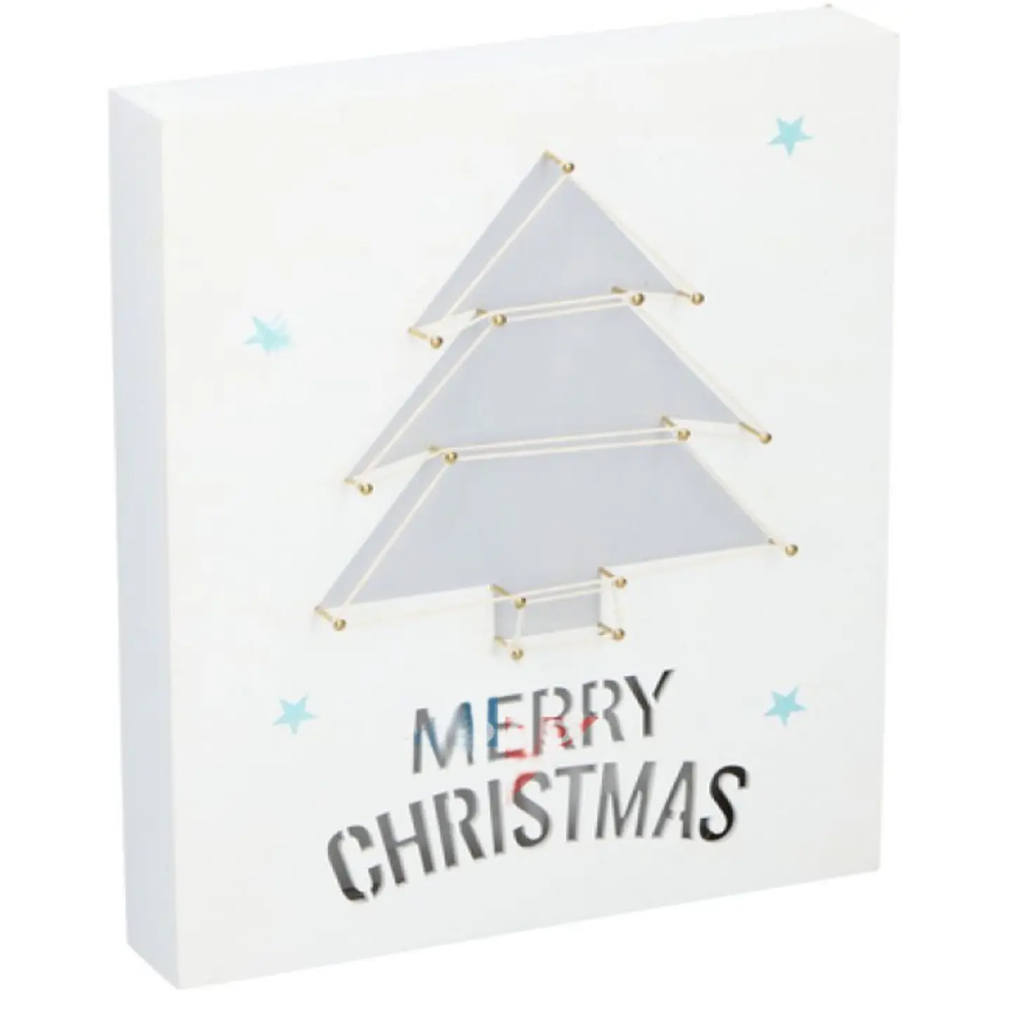 PLACA DECORATIVA MERRY CHRISTMAS MDF C/ 6 LEDS 1