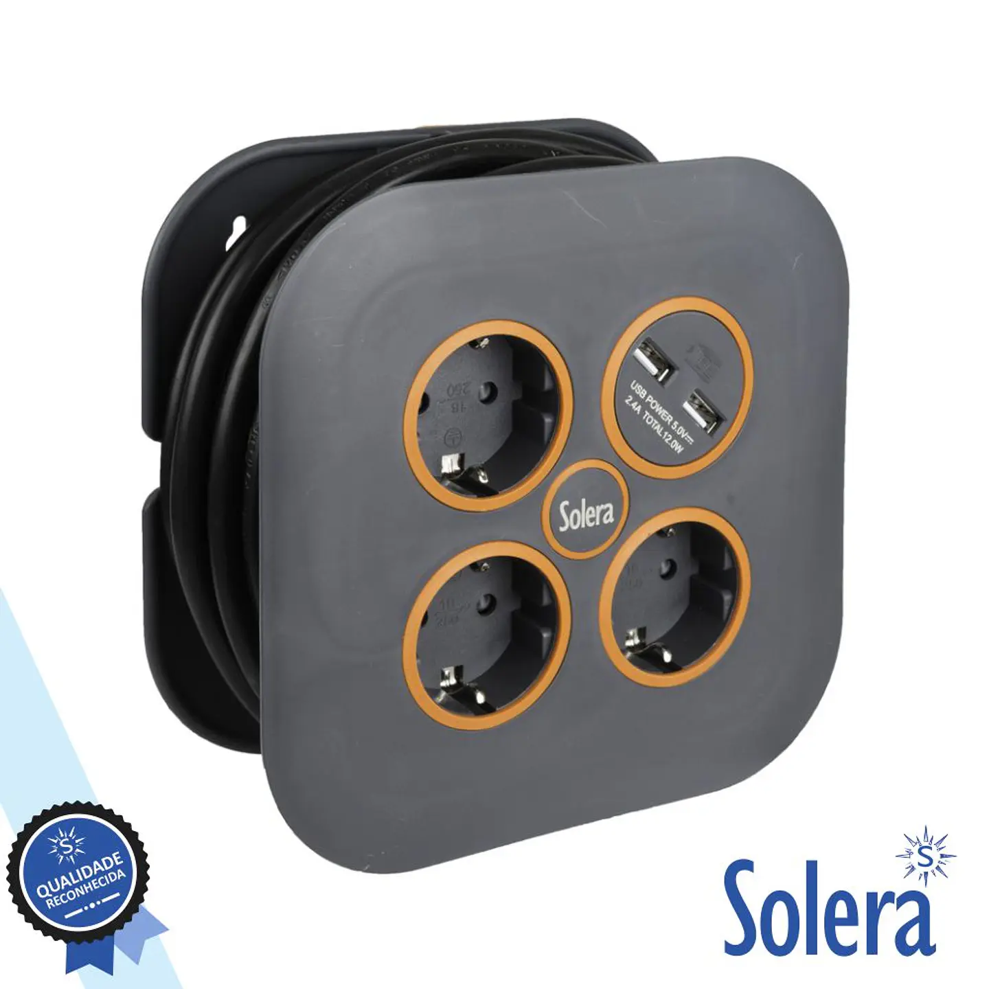 Extensão Tomada Elétrica C/ 3 Saídas E 2 USB-A 5m SOLERA 1