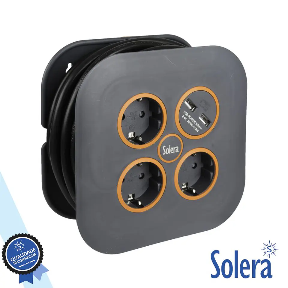 Extensão Tomada Elétrica C/ 3 Saídas E 2 USB-A 5m SOLERA 1
