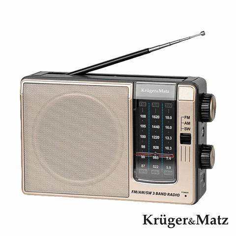Rádio Portátil AM/FM/SW A Pilhas E USB-C KRUGERMATZ