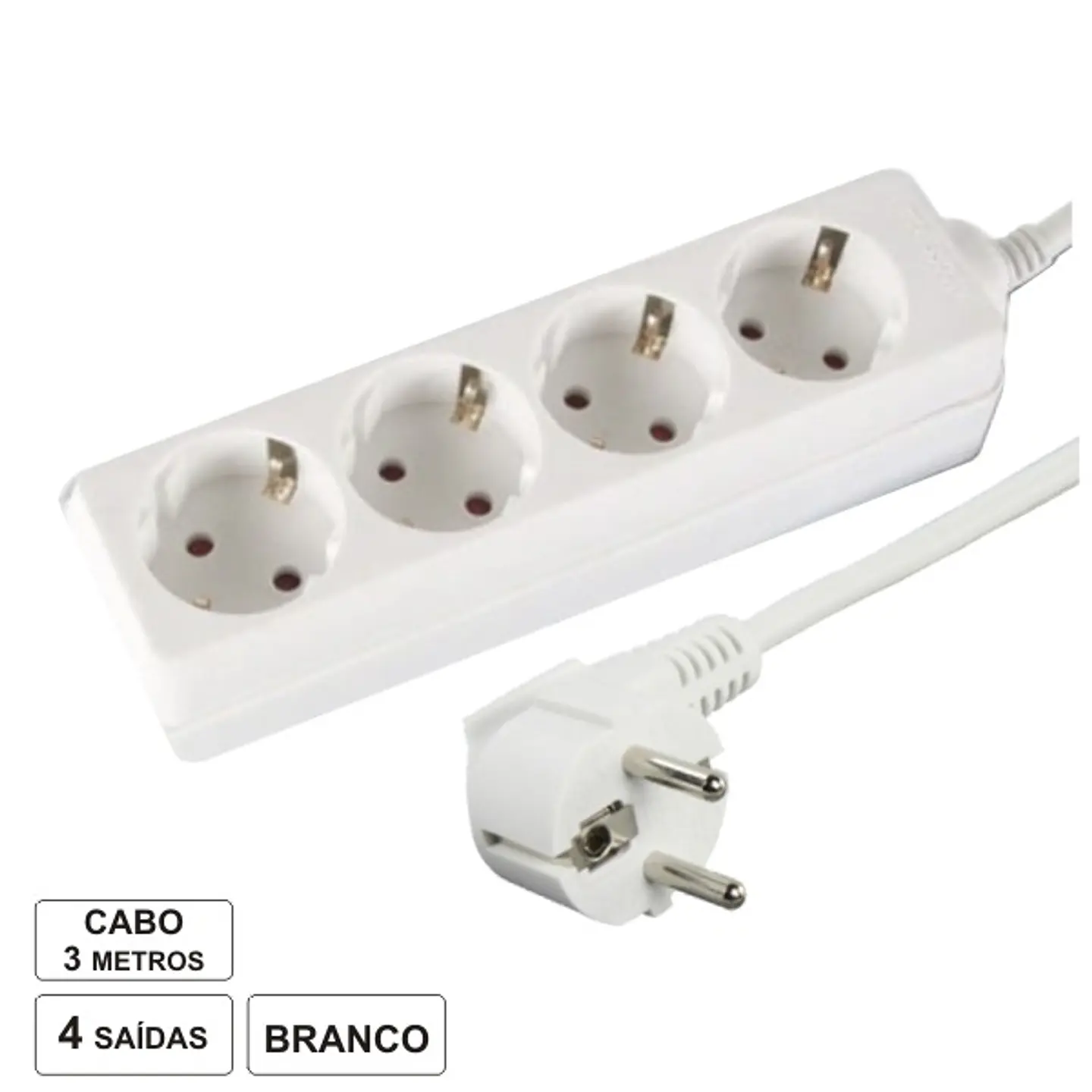 TOMADA ELÉTRICA C/ 4 SAÍDAS 3M BRANCO 1