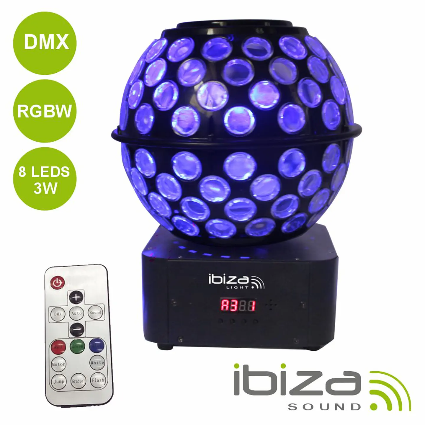PROJETOR LUZ C/ 8 LEDS 3W RGBW DMX IBIZA 1