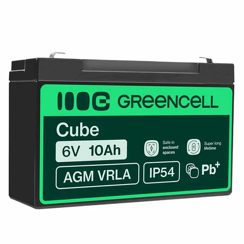 Bateria Chumbo Gel AGM 6V 10A GREEN CELL