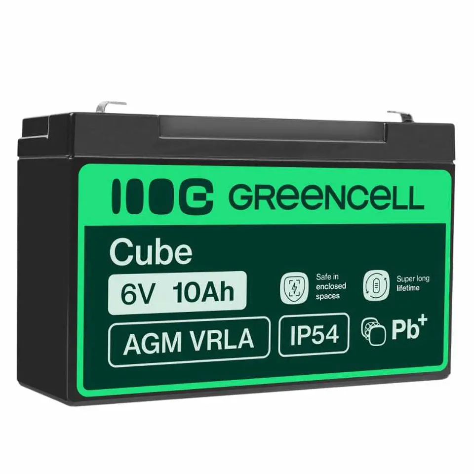 Bateria Chumbo Gel AGM 6V 10A GREEN CELL 1