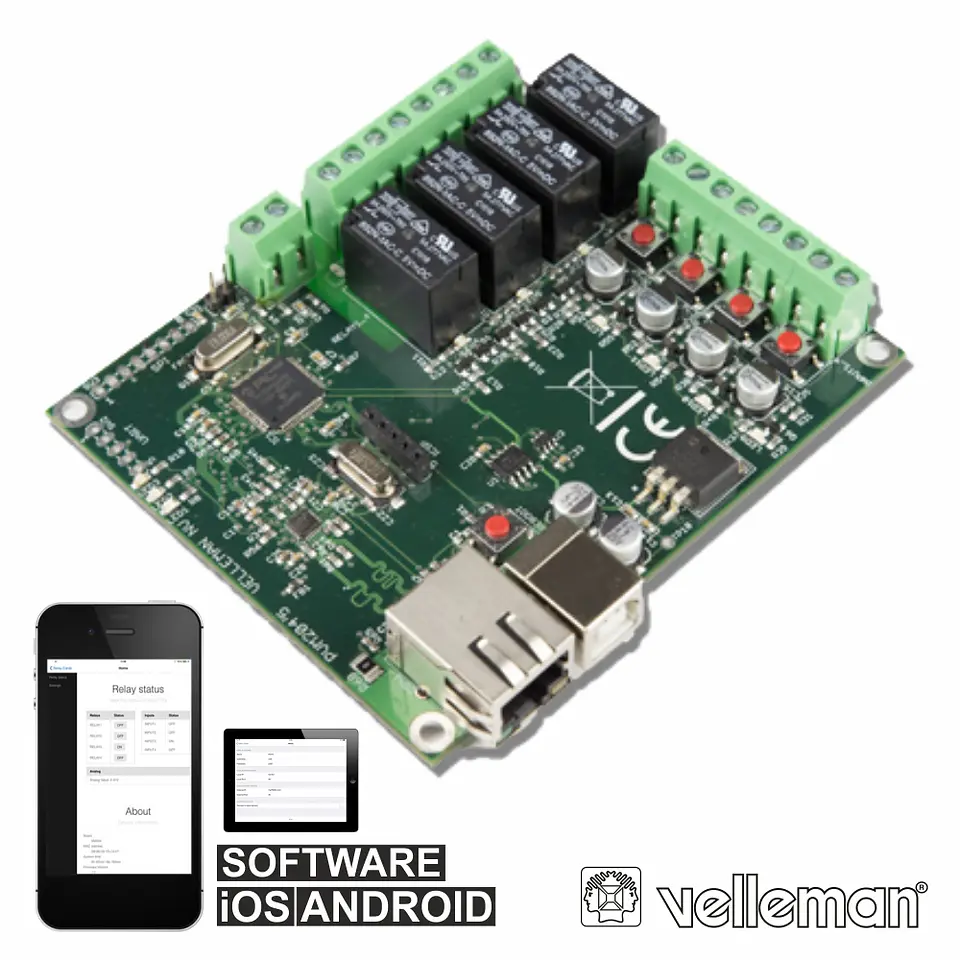 KIT PLACA DE RELÉS ETHERNET VELLEMAN 1