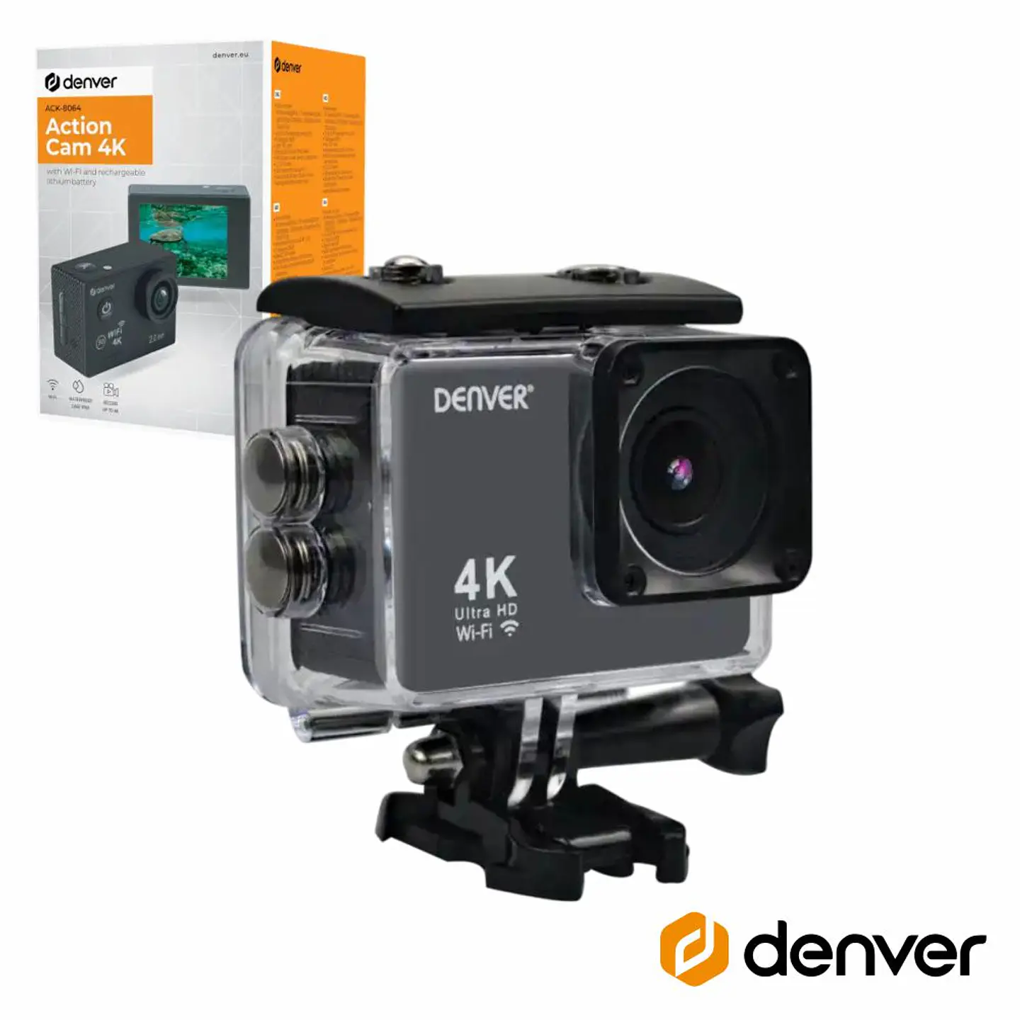 Câmara De Ação Ultra HD 4K 8MP WIFI Preto DENVER 1