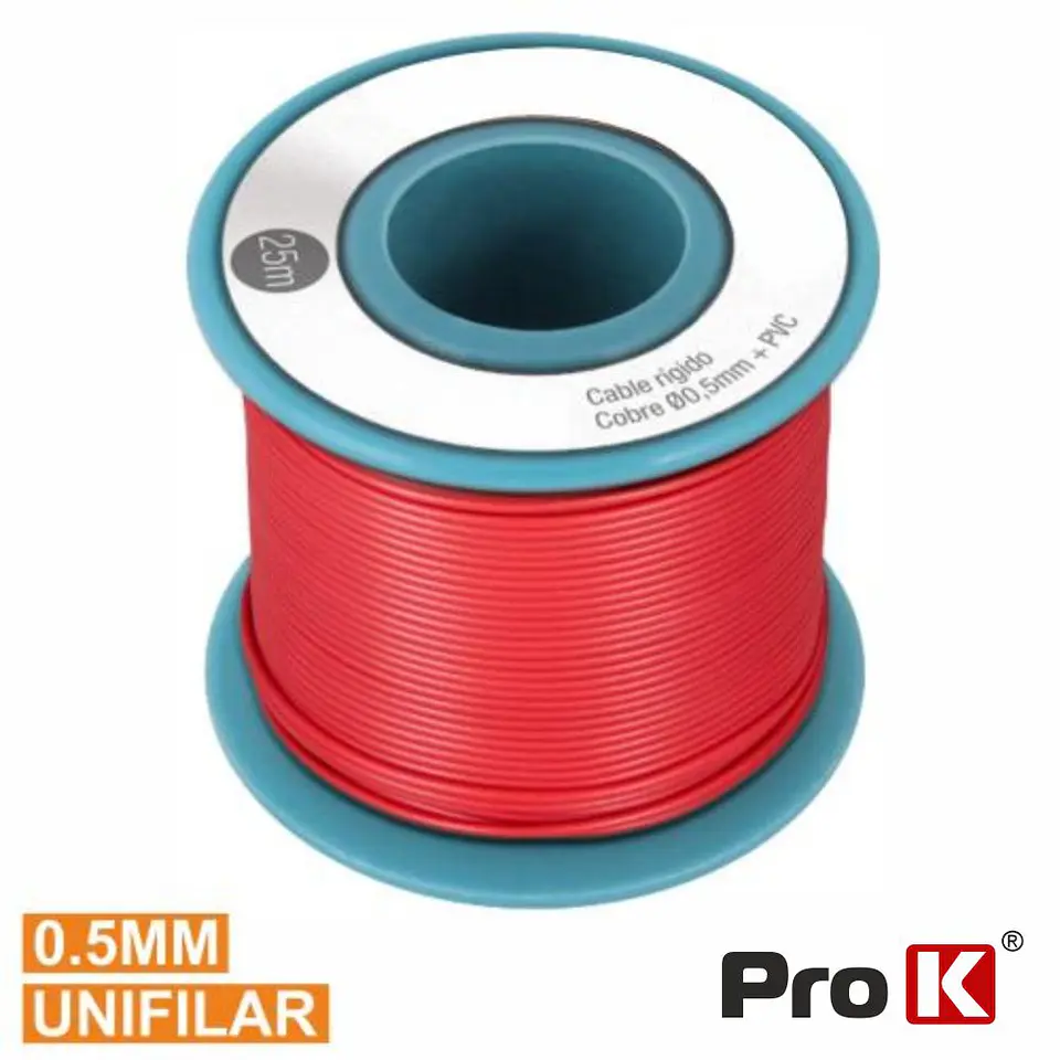 CABO UNIFILAR VERMELHO 0.5MM ROLO 25M PROK 1