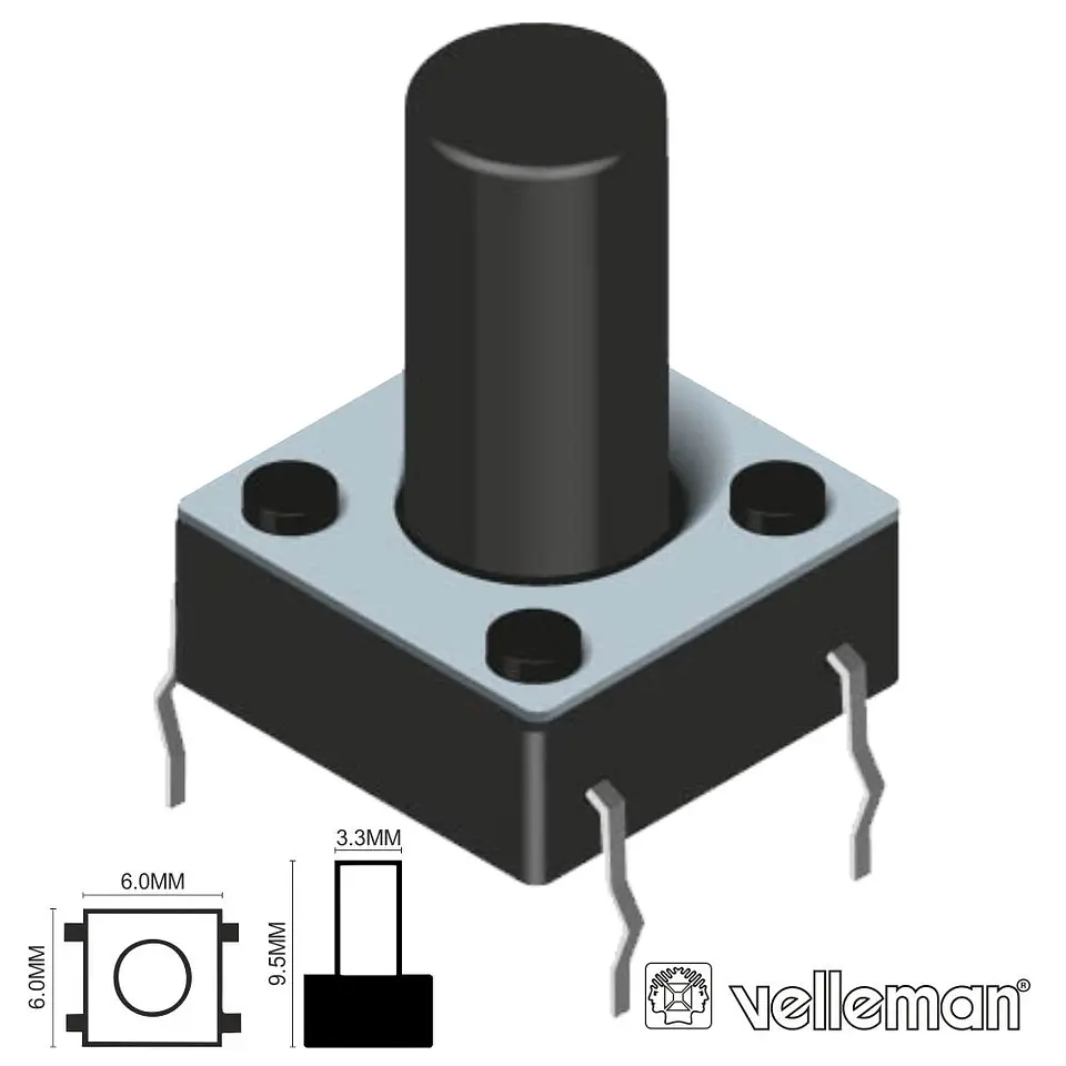 COMUTADOR MICRO SWITCH 6x6MM ALTURA 9.5MM VELLEMAN 1