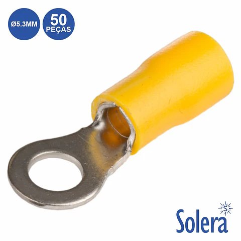 Terminal Redondo Isolado 5.3mm 50x Amarelo SOLERA