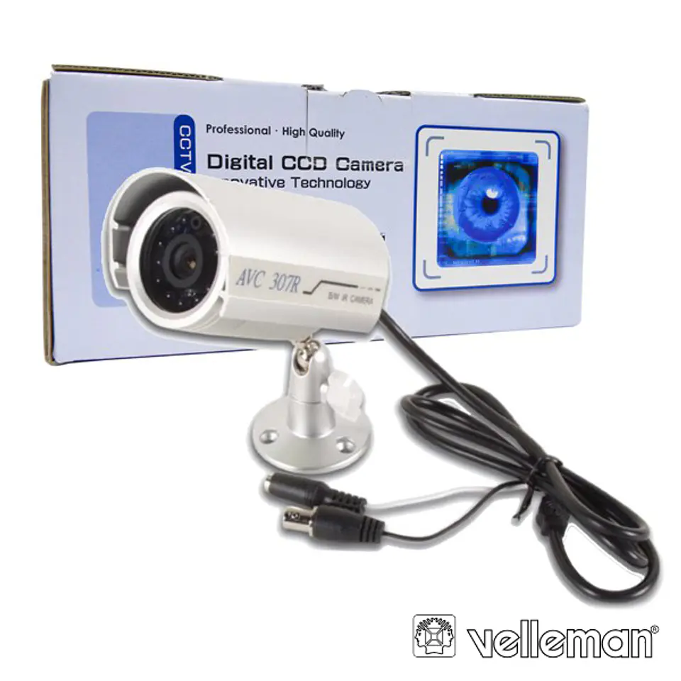 CÂMARA PRETO/BRANCO CILÍNDRICA C/ 12 LEDS E IR VELLEMAN 1