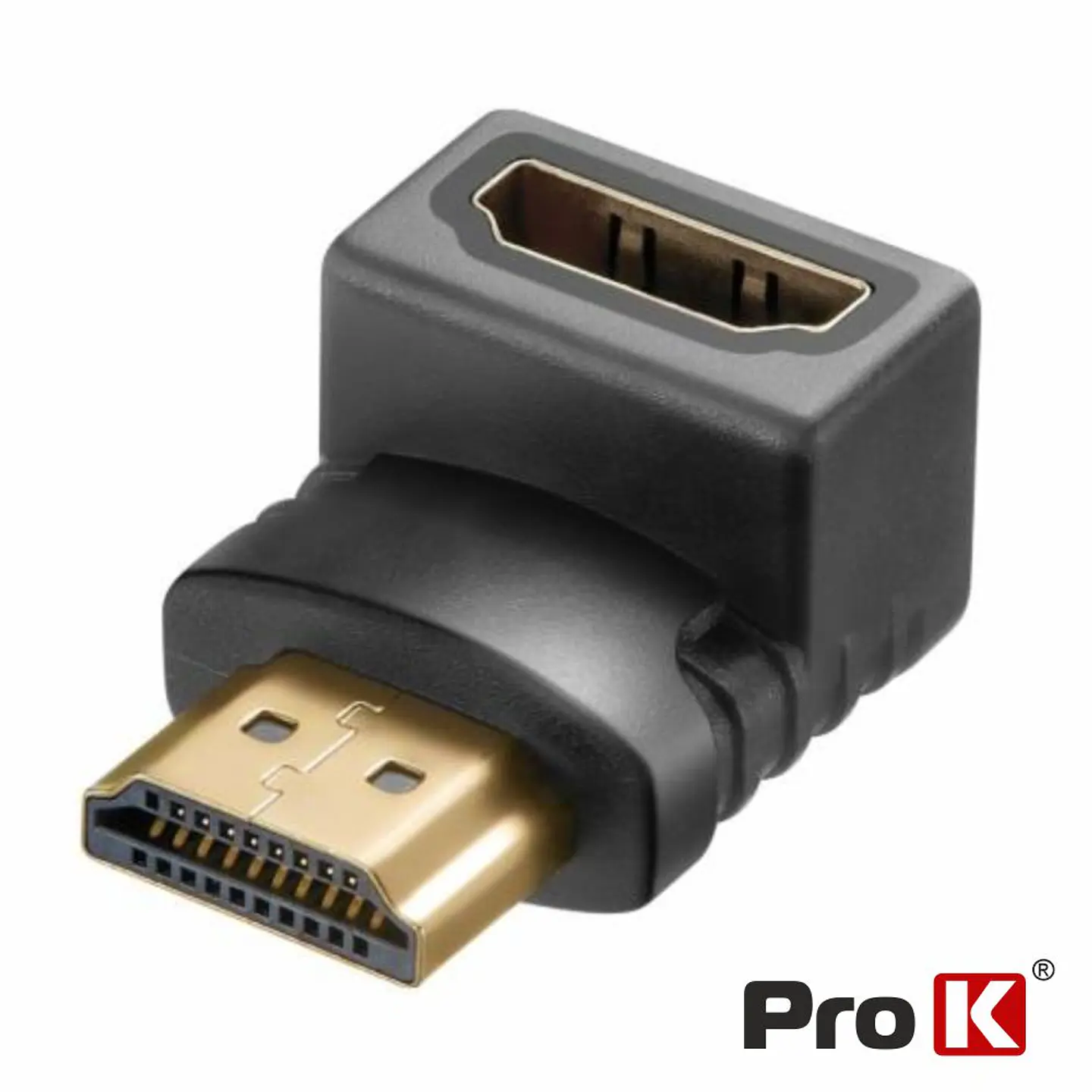Ficha Adaptadora HDMI Macho / Fêmea Angular 90º PROK 1